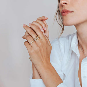 Ti Sento Open Triangle Ring, Gold & Silver