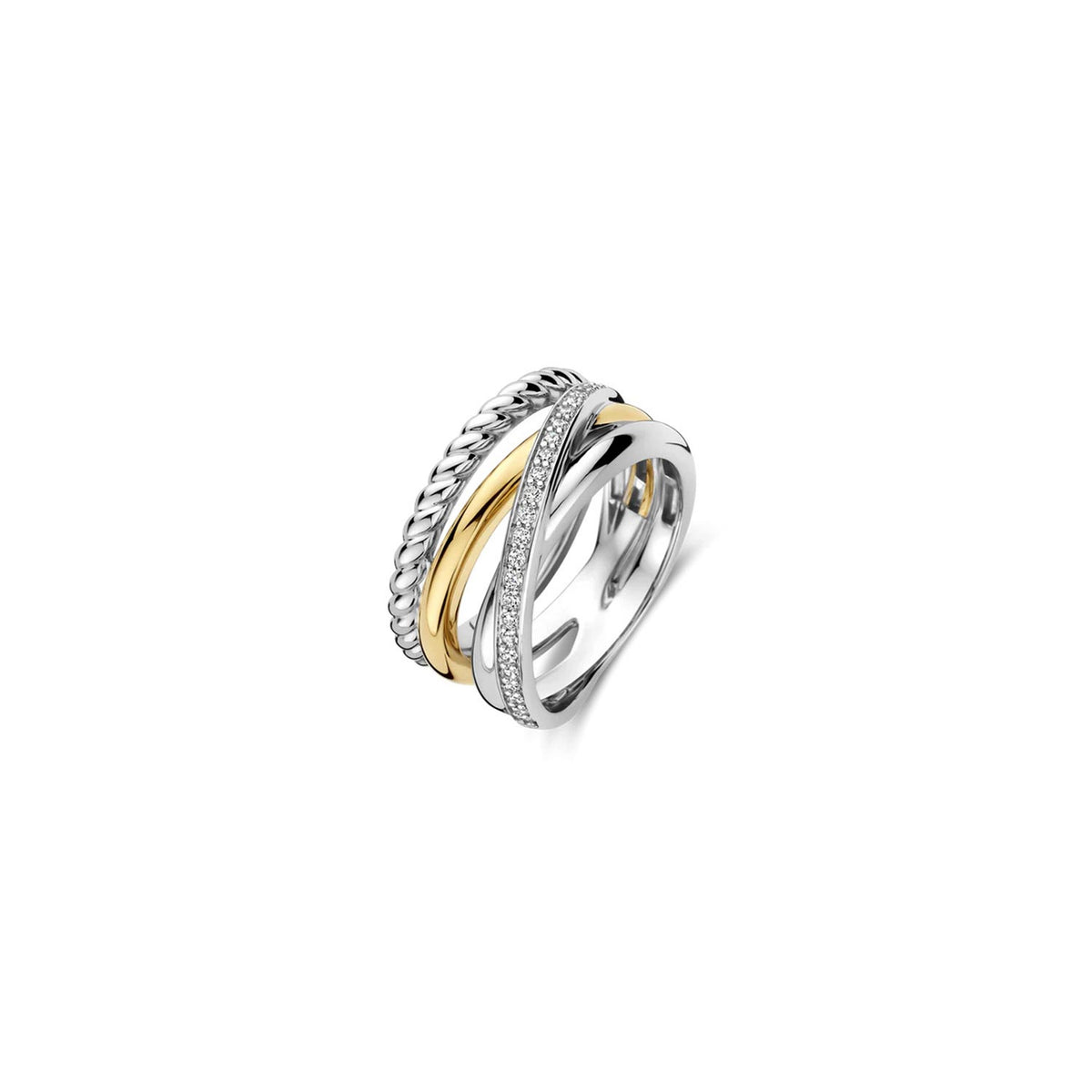 Ti Sento Overlapping Ribbon Ring, Silver