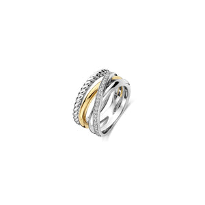 Ti Sento Overlapping Ribbon Ring, Silver