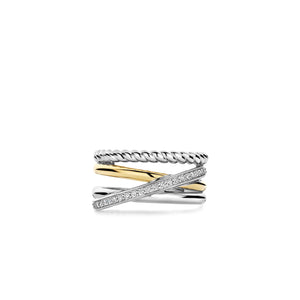 Ti Sento Overlapping Ribbon Ring, Silver