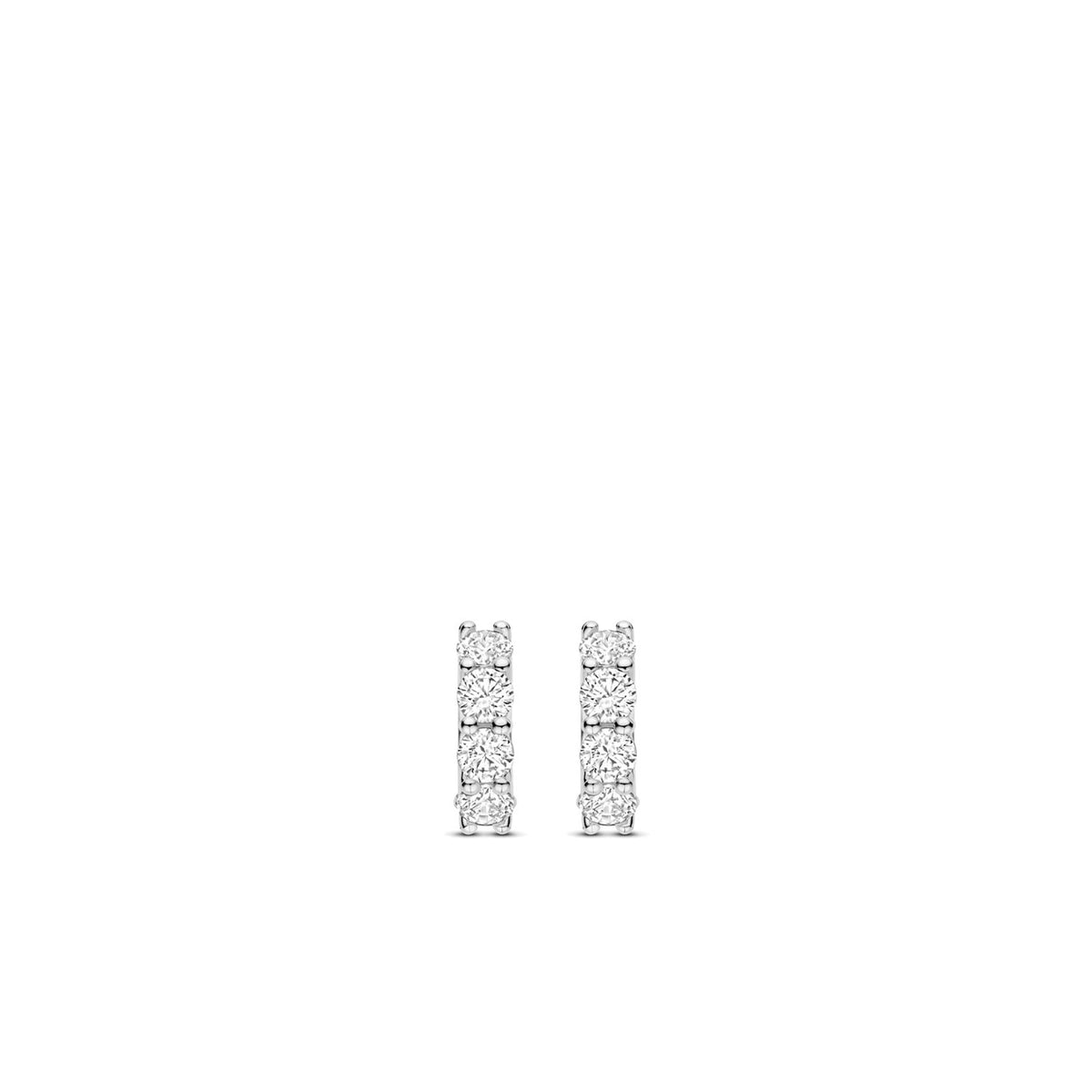 Ti Sento Pavé Ribbon Hoop Earrings, Silver