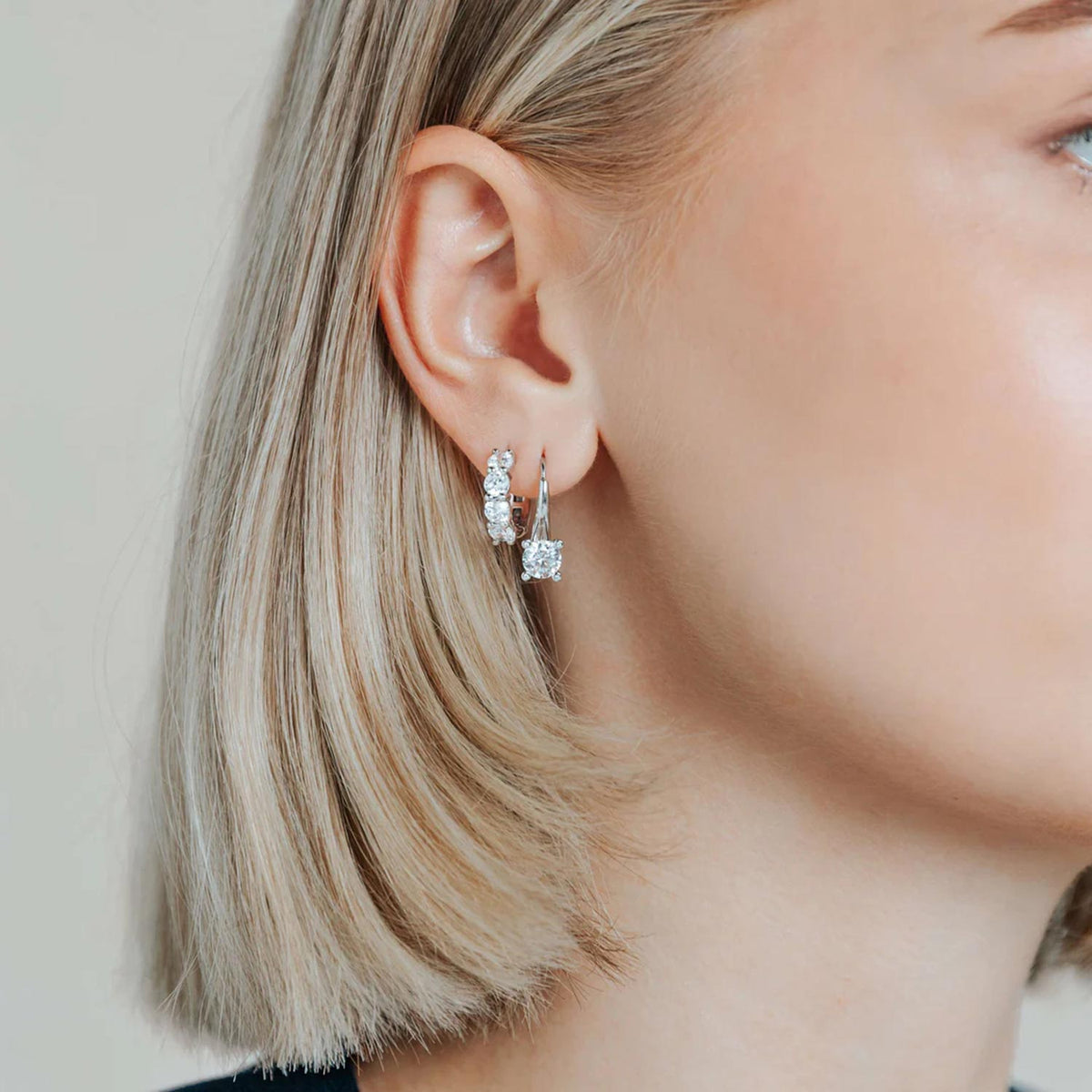 Ti Sento Pavé Ribbon Hoop Earrings, Silver