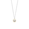 Ti Sento Pearl & CZ Cushion Cut Pendant Necklace, Silver