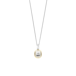 Ti Sento Pearl & CZ Cushion Cut Pendant Necklace, Silver