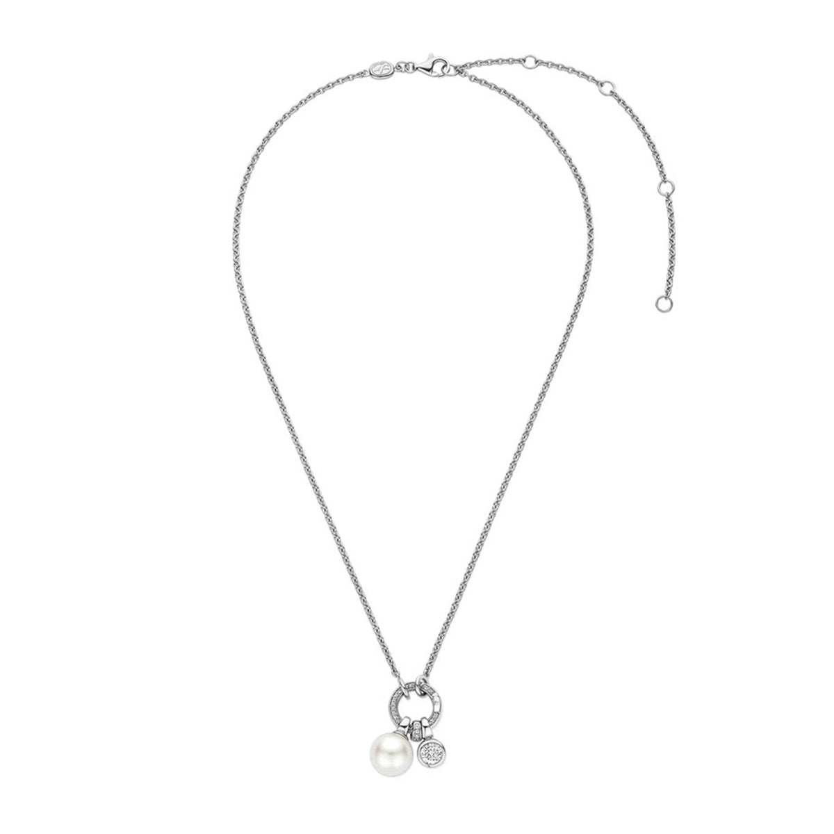 Ti Sento Pearl & CZ Charm Pendant Necklace, Silver