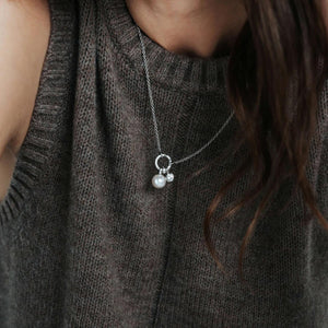 Ti Sento Pearl & CZ Charm Pendant Necklace, Silver