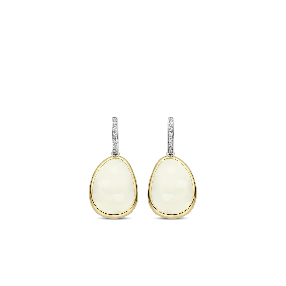 Ti Sento Pearl Pebble Hoop Earrings, Silver