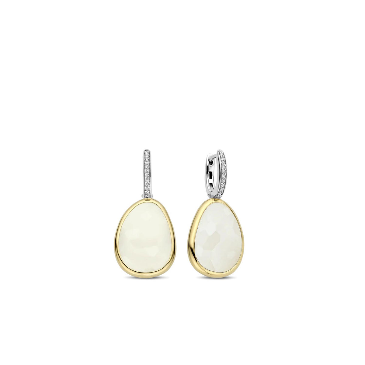 Ti Sento Pearl Pebble Hoop Earrings, Silver