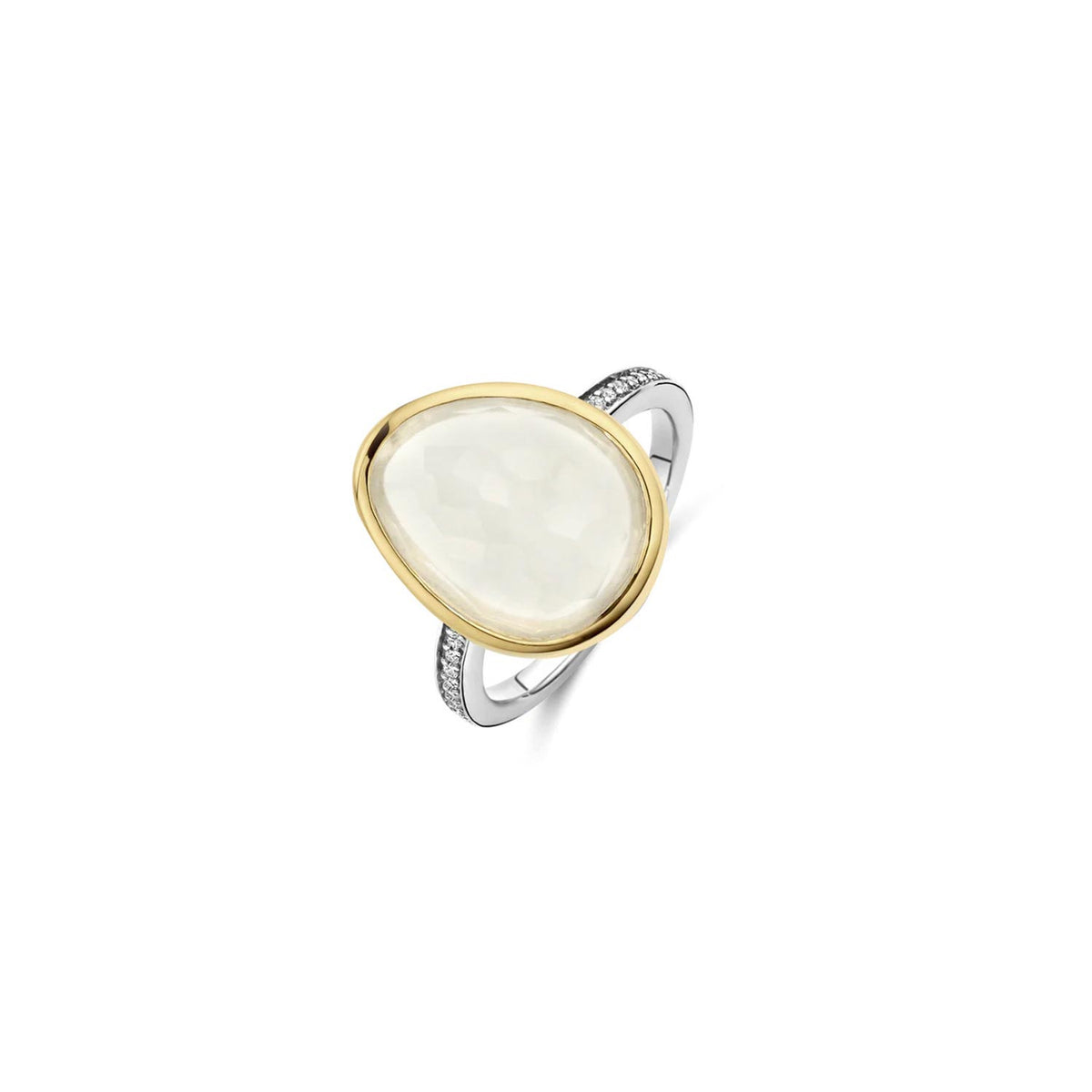 Ti Sento Pearl Pebble Ring, Silver
