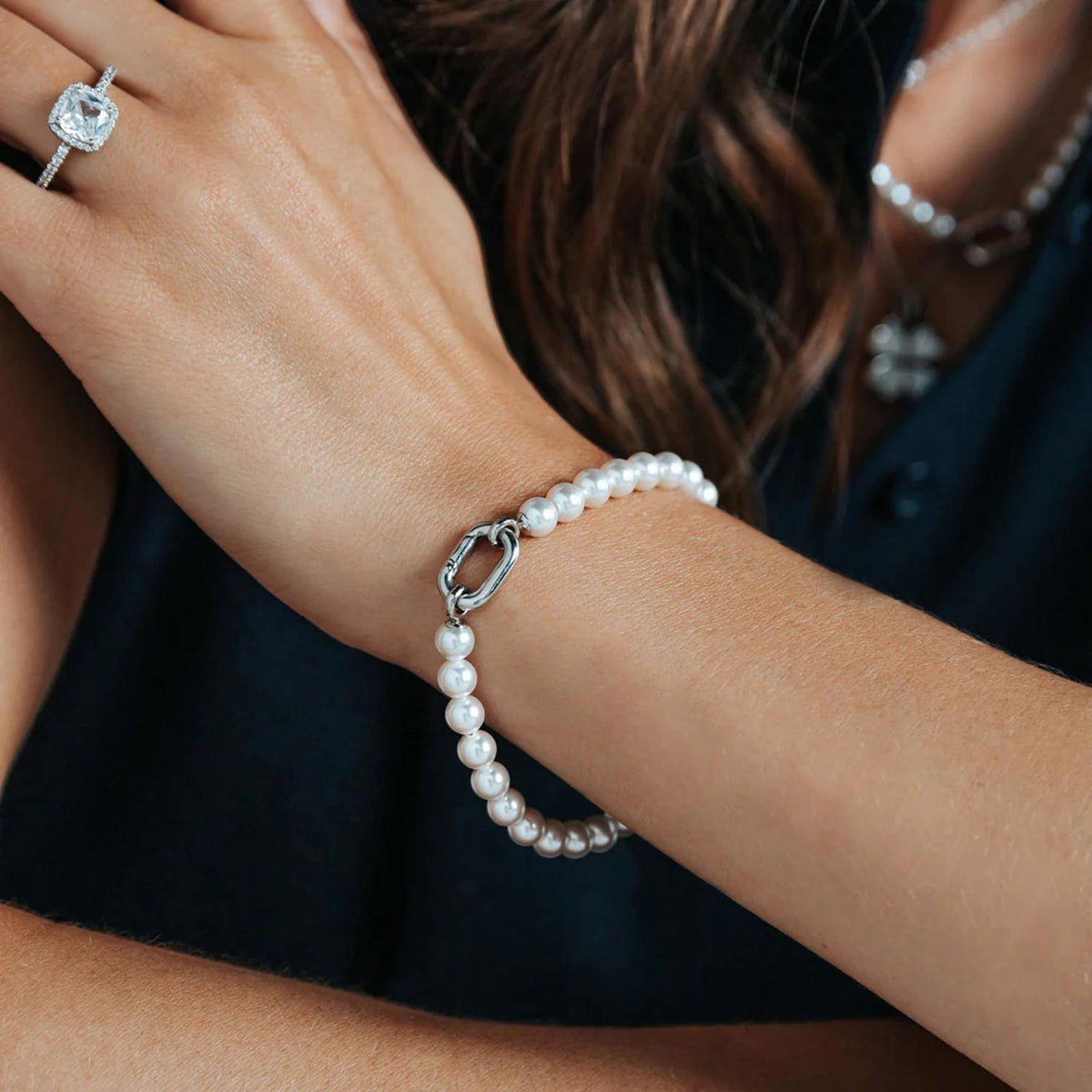 Ti Sento Small Pearl Bracelet, Silver
