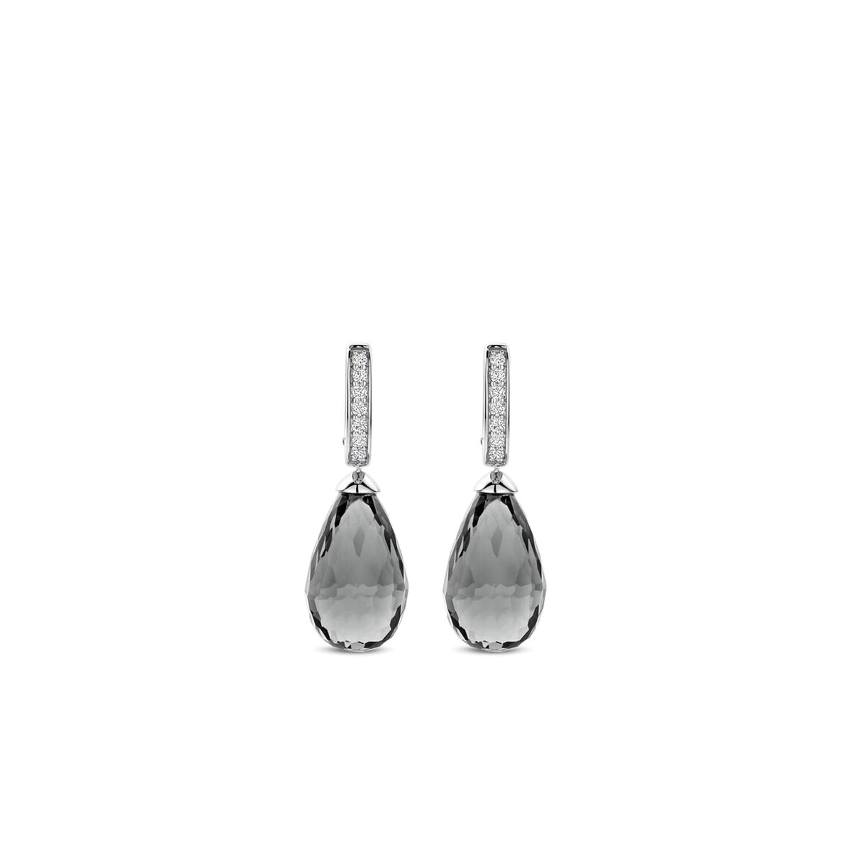 Ti Sento Teardrop Grey Stone Earrings, Silver