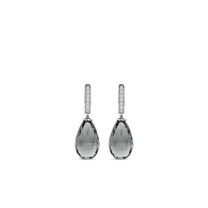 Ti Sento Teardrop Grey Stone Earrings, Silver