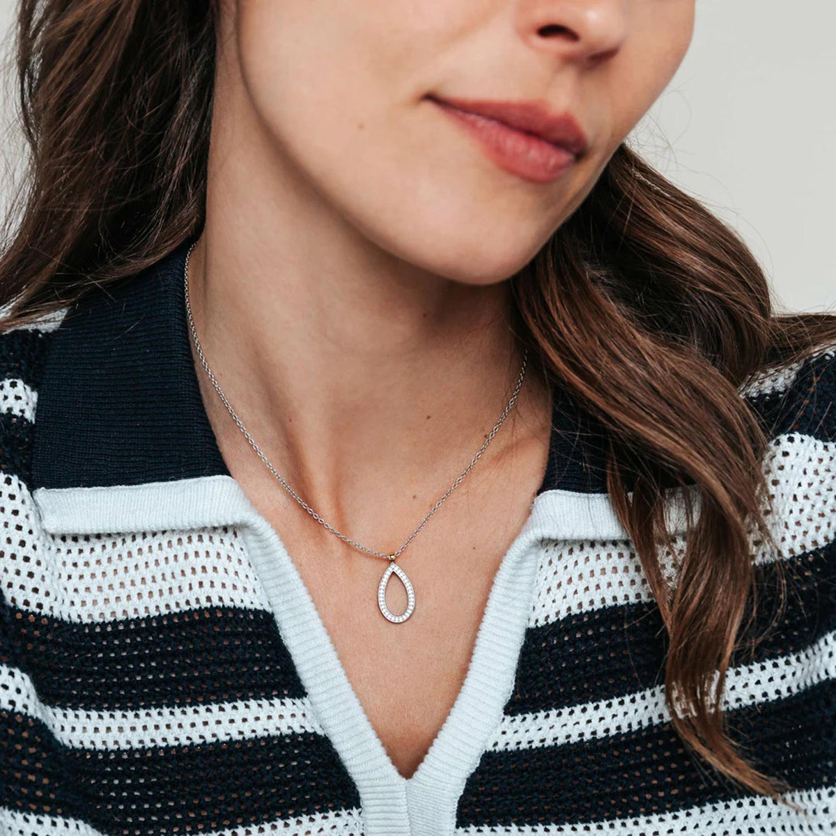 Ti Sento Teardrop Necklace, Silver