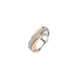 Ti Sento Three Toned Ring, Silver