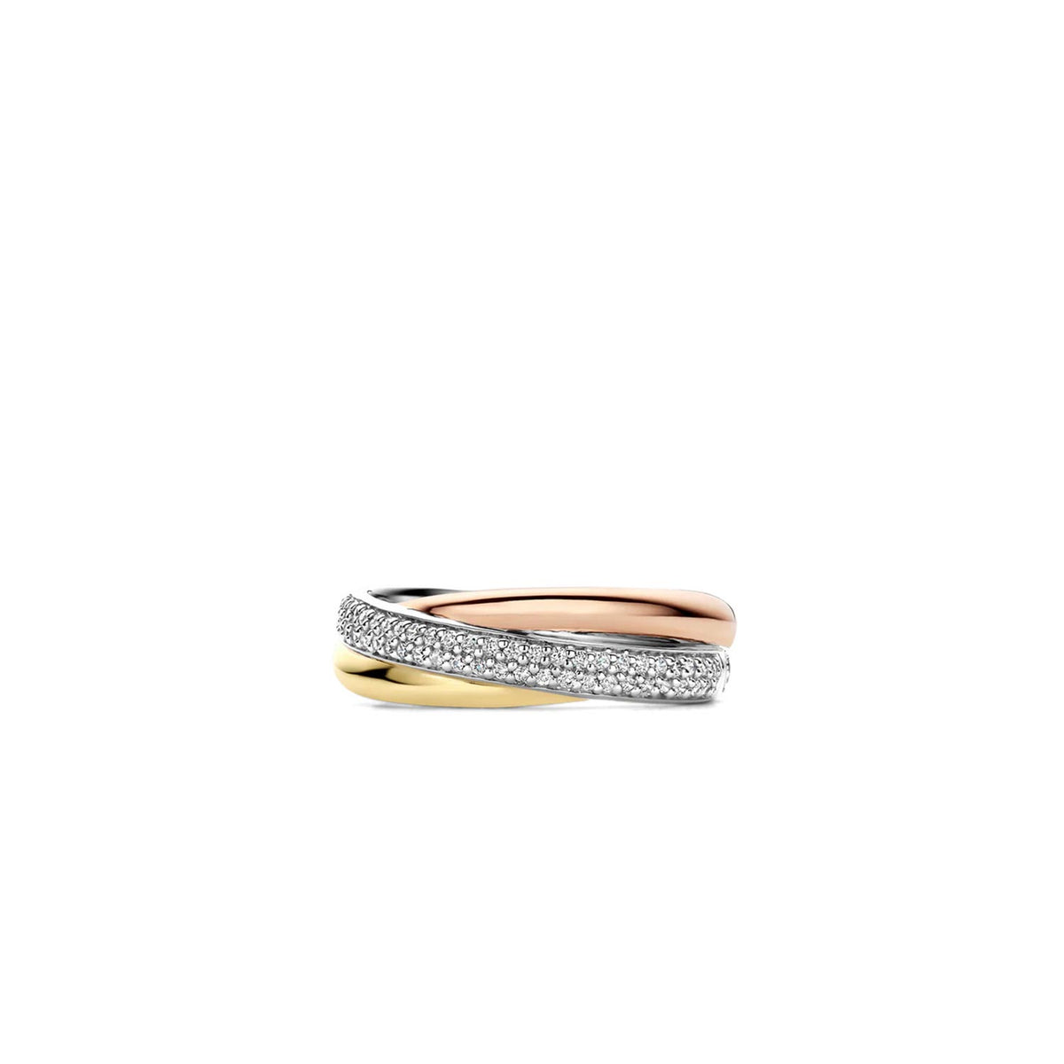 Ti Sento Three Toned Ring, Silver