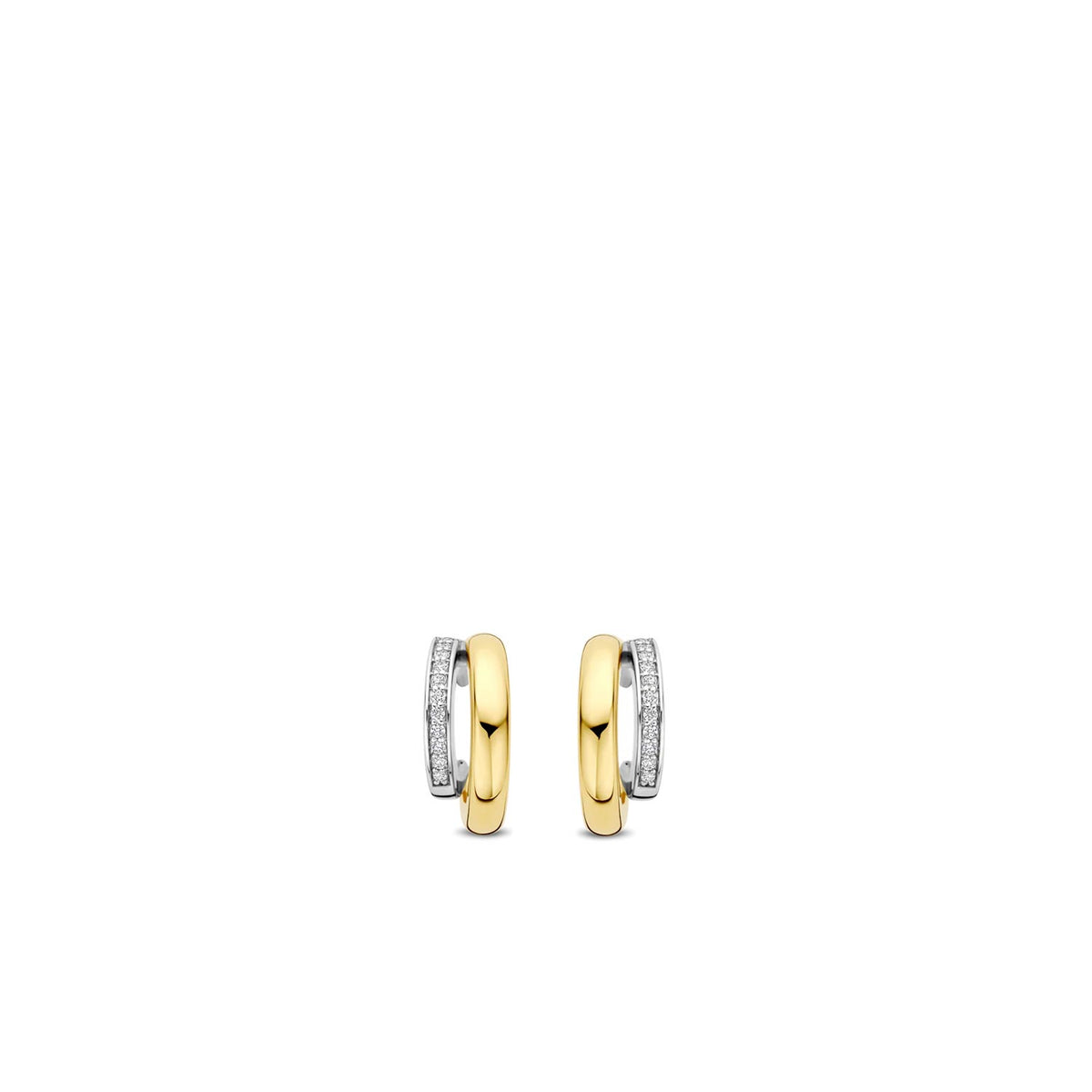 Ti Sento Two Toned Double Curve Stud Earrings, Gold and Silver