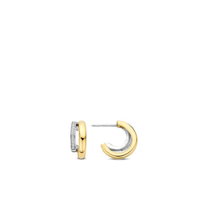Ti Sento Two Toned Double Curve Stud Earrings, Gold and Silver