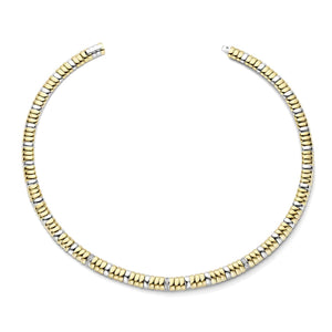 Ti Sento Two Toned Ribbed Necklace, Silver