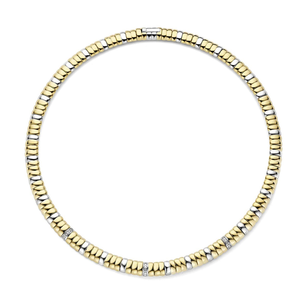 Ti Sento Two Toned Ribbed Necklace, Silver