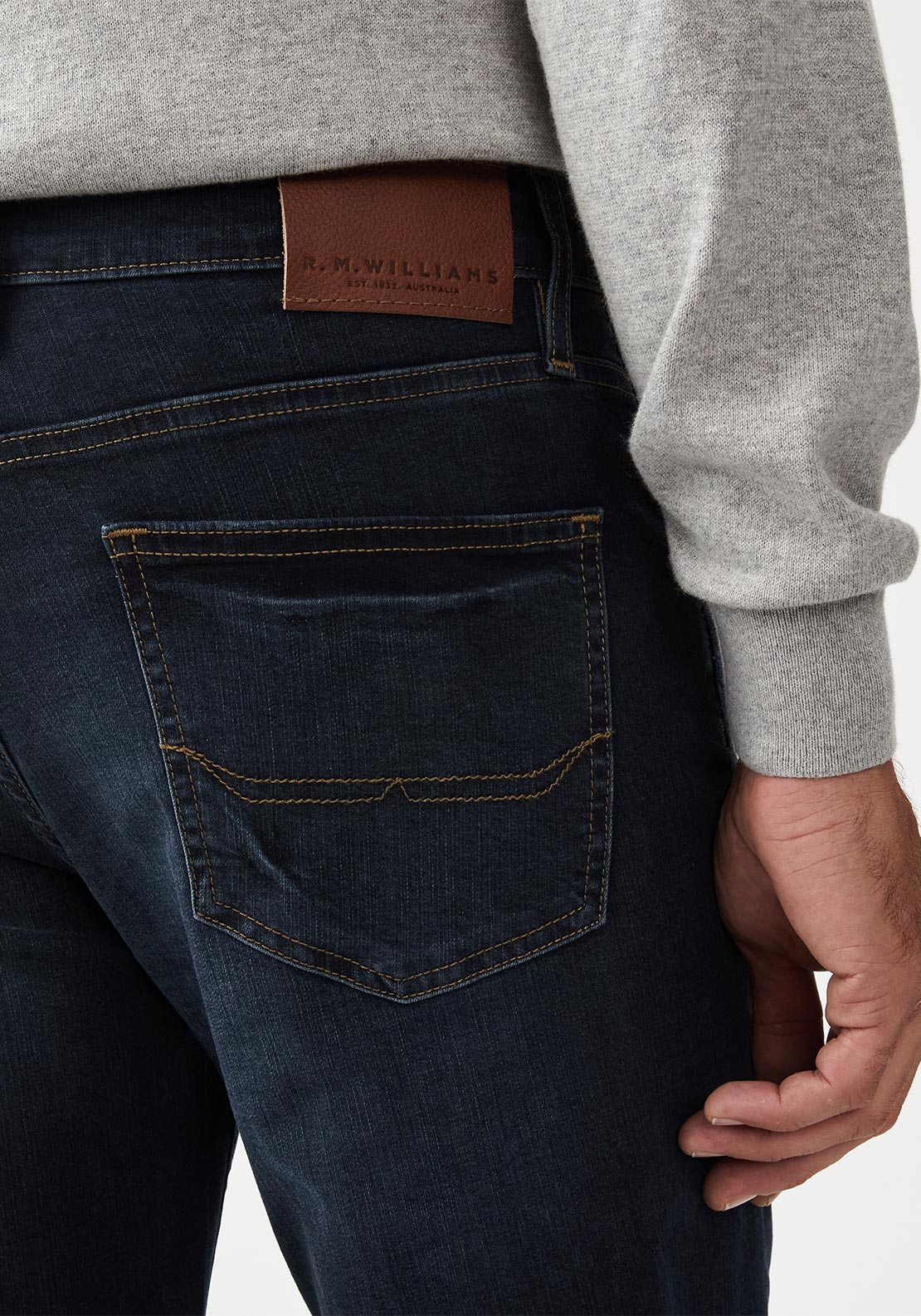 R.M WILLIAMS Ramco Straight Leg Jeans, Indigo Blue