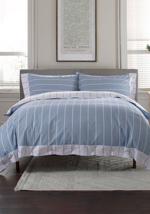 The Lyndon Company Pinstripe Duvet Cover Set, Blue