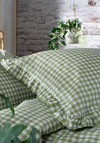 The Lyndon Company Gingham Frilled Duvet Cover Set, Sage Green