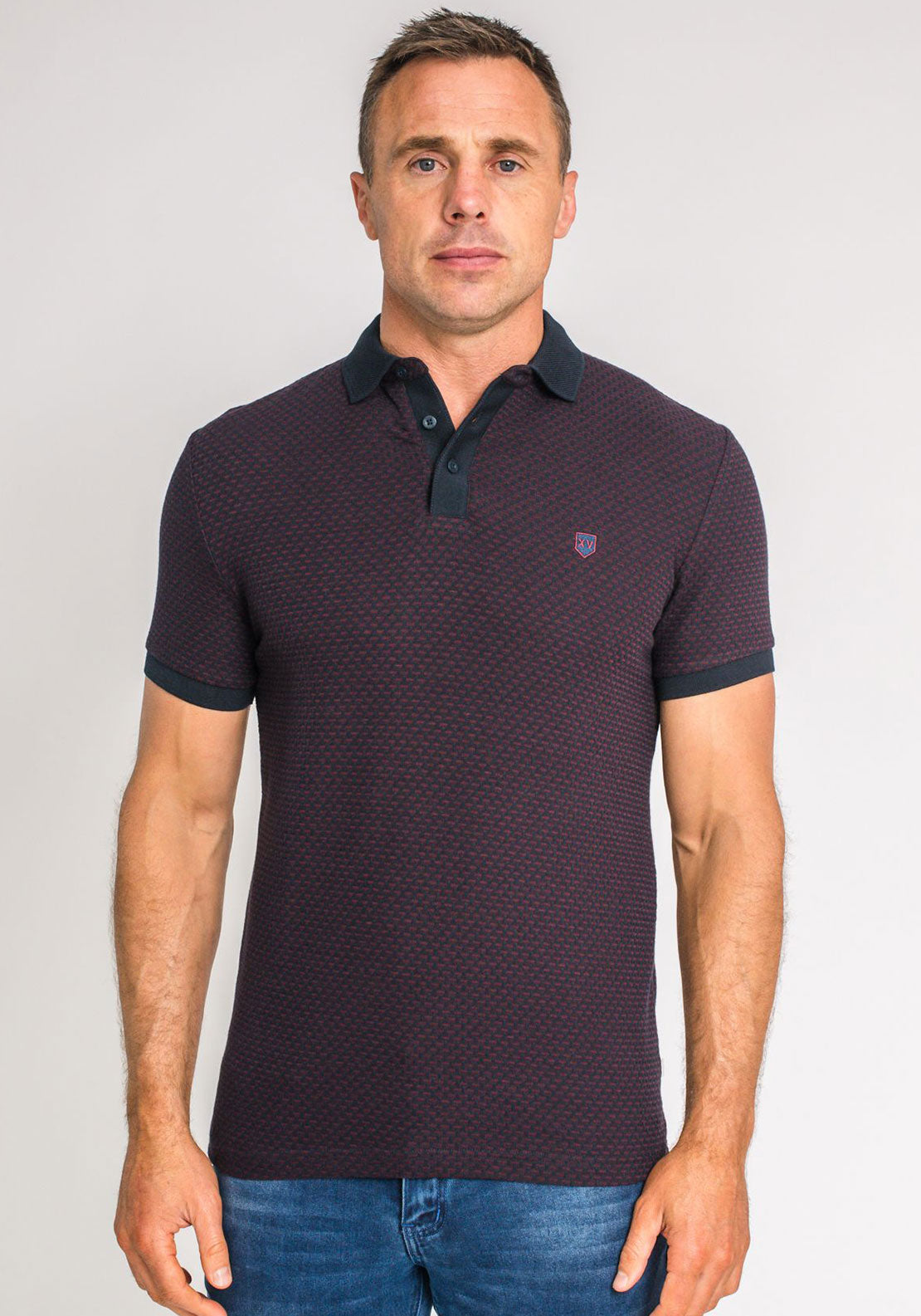 XV Kings by Tommy Bowe Mystique Polo Shirt, Navy & Plum