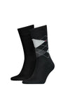 Tommy Hilfiger 2 Pack Classic Argyle Socks, Black & Grey