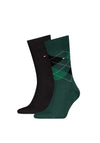 Tommy Hilfiger 2 Pack Classic Argyle Socks, Deep Green & Black