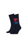 Tommy Hilfiger 2 Pack Classic Argyle Socks, Red & Navy
