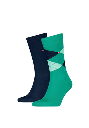 Tommy Hilfiger 2 Pack Classic Argyle Socks, Sea Green