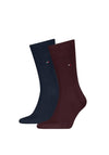Tommy Hilfiger 2 Pack Classic Socks, Burgundy & Navy