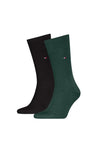Tommy Hilfiger 2 Pack Classic Socks, Deep Green & Black