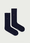 Tommy Hilfiger 2 Pair Cotton Blend Rib Socks, Navy
