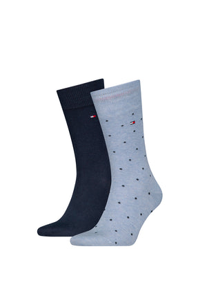 Tommy Hilfiger 2 Pack Dot Socks, Light Blue Melange