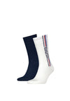 Tommy Hilfiger 2 Pack Logo Socks, White & Navy