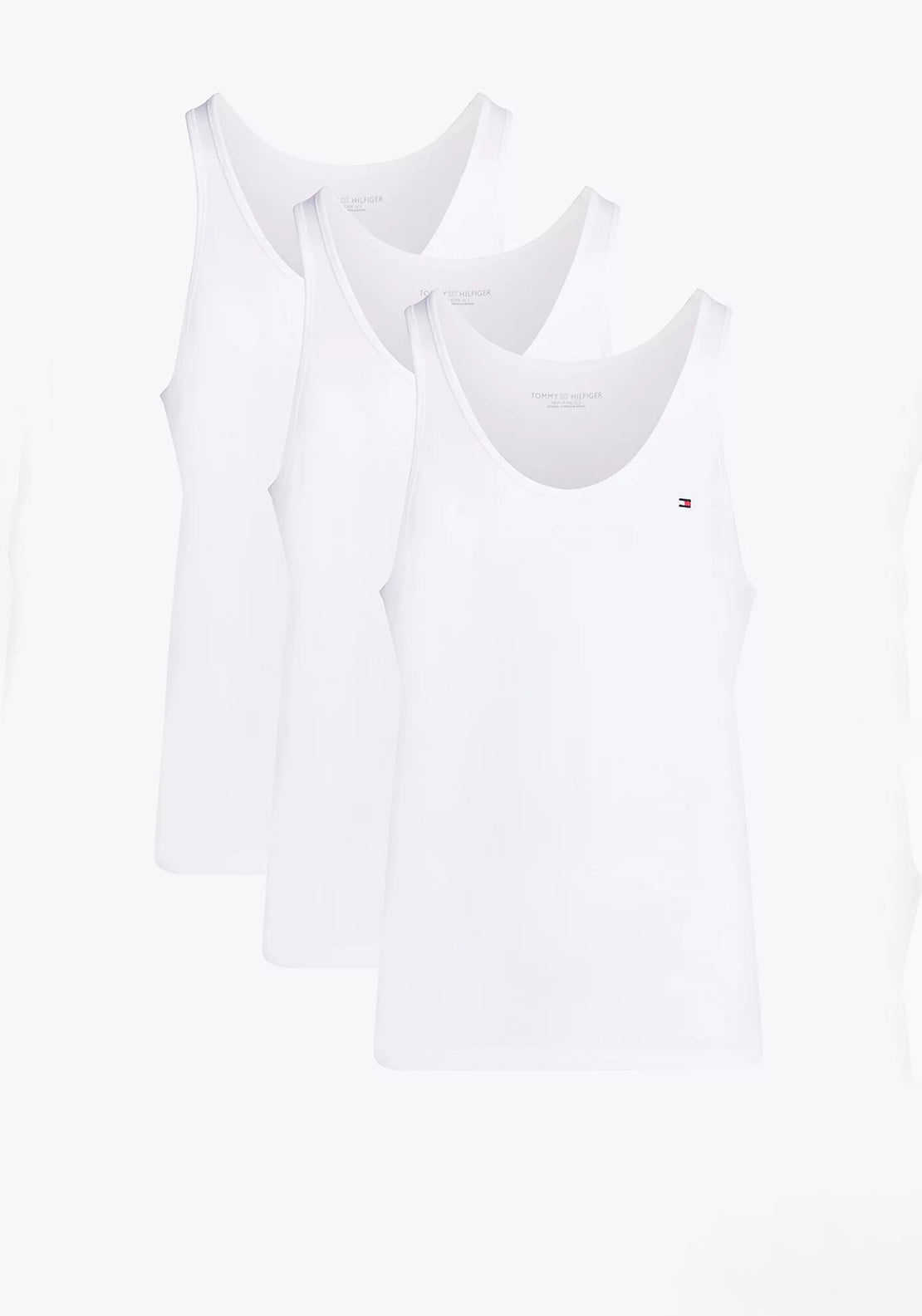 Tommy Hilfiger 3 Pack Signature Cotton Essentials Vest, White