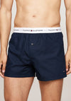 Tommy Hilfiger 2 Pack Signature Cotton Woven Boxers, Navy