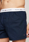 Tommy Hilfiger 2 Pack Signature Cotton Woven Boxers, Navy