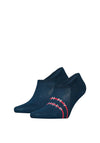 Tommy Hilfiger 2 Pack Stripe Anti-Slip No Show Socks, Navy