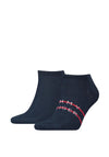 Tommy Hilfiger 2 Pack Stripe Trainer Socks, Navy