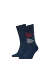 Tommy Hilfiger 2 Pair Classic Argyle Socks, Dark Navy & Red