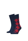 Tommy Hilfiger 2 Pair Classic Argyle Socks, Navy & Rouge