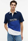 Tommy Hilfiger Back Logo Colour-Blocked Polo Shirt, Navy Multi