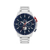 Tommy Hilfiger Men’s Bank Watch, Silver & Navy
