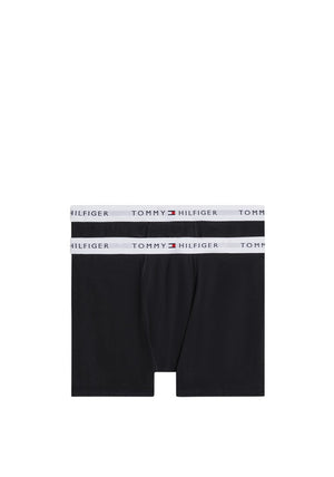 Tommy Hilfiger Boys 2 Pack Signature Logo Boxer Briefs, Black