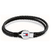 Tommy Hilfiger Men’s Bruce Leather Braided Loop Bracelet, Black