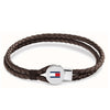 Tommy Hilfiger Men’s Bruce Leather Braided Loop Bracelet, Brown
