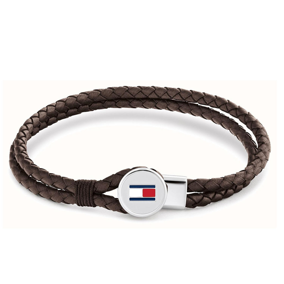 Tommy Hilfiger Men’s Bruce Leather Braided Loop Bracelet, Brown