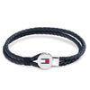 Tommy Hilfiger Men’s Bruce Leather Braided Loop Bracelet, Dark Blue